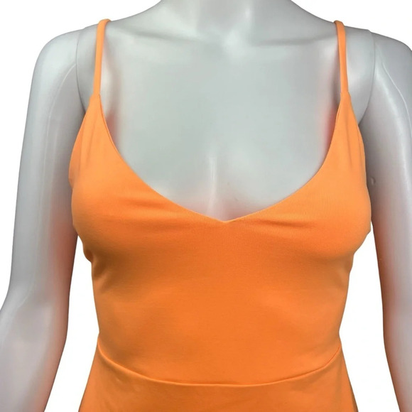 Susana Monaco V-Neck A-Line Mini Dress in Electric Orange Neon - Picture 4 of 16